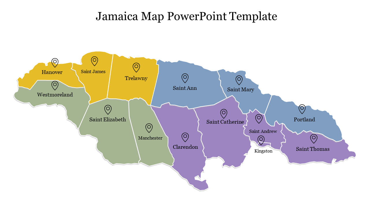 Awesome Jamaica Map PowerPoint Template Presentation